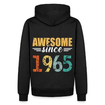 Unverwechselbar seit 1965 - einfach genial! - Männer Premium Bio Hoodie - Schwarz - Hinten - Nico (187cm)