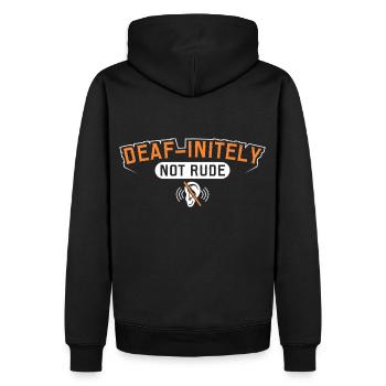 Langue des signes sourde Fierté sourde - Sweat à capuche Premium bio Homme - noir - Dos - Nico (187cm)