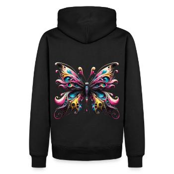 Visionäre Flügel Surrealistischer Schmetterling - Männer Premium Bio Hoodie - Schwarz - Hinten - Nico (187cm)