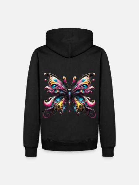 Ailes visionnaires papillon surréaliste - Sweat à capuche Premium bio Homme - noir