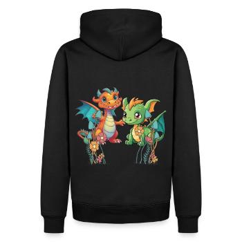 Drachen Drache Kinder Kind Fabelwesen - Männer Premium Bio Hoodie - Schwarz - Hinten - Nico (187cm)