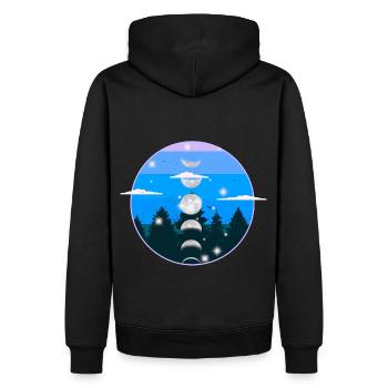Forêt Nature Lune Phase Lune Mystique - Sweat à capuche Premium bio Homme - noir - Dos - Nico (187cm)