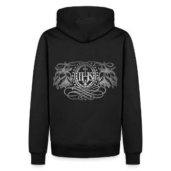 Jesus Christus IHS, antike Illustration, Hoffnung - Männer Premium Bio Hoodie - Schwarz - Hinten - Nico (187cm)