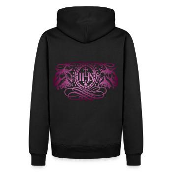IHS, Jesus Christus, antike Illustration, Hoffnung - Männer Premium Bio Hoodie - Schwarz - Hinten - Nico (187cm)