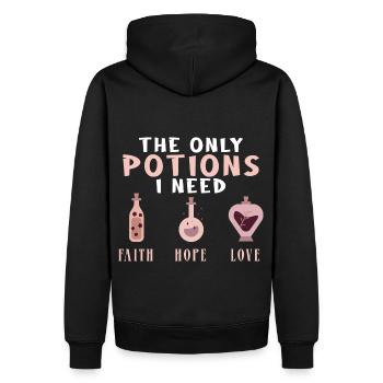 Glaube Hoffnung Liebe Tugend Elixier Witch Trank W - Männer Premium Bio Hoodie - Schwarz - Hinten - Nico (187cm)