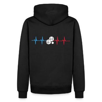 Petanque heartbeat gift bouliste - Men’s Premium Organic Hoodie - black - Back - Nico (187cm)