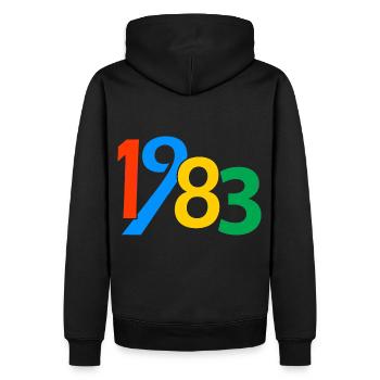40. Geburtstag 1983 40 Jahre Geschenke für Männer Frauen - Männer Premium Bio Hoodie - Schwarz - Hinten - Nico (187cm)