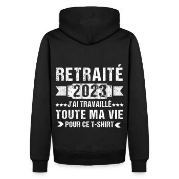 Retraité 2023 humour retraite cadeau pour retraité - Sweat à capuche Premium bio Homme - noir - Dos - Nico (187cm)
