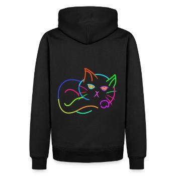 arc en ciel, chat, coloré, coloré, enfants - Sweat à capuche Premium bio Homme - noir - Dos - Nico (187cm)