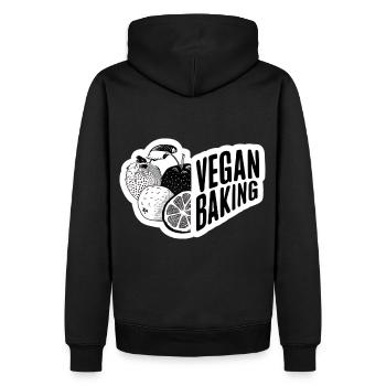 vegan backen gesunde ernährung vegane küche herz - Männer Premium Bio Hoodie - Schwarz - Hinten - Nico (187cm)