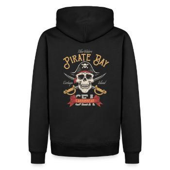 Pirat Piraten Ozean Karibik Totenkopf Schiff Skull - Männer Premium Bio Hoodie - Schwarz - Hinten - Nico (187cm)