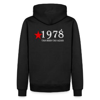 Vivez en liberté YMYA - Sweat à capuche Premium bio Homme - noir - Dos - Nico (187cm)