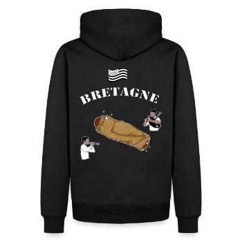 bretagne galette saucisse - Sweat à capuche Premium bio Homme - noir - Dos - Nico (187cm)