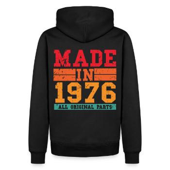 1976 Geburtstag Vintage Spruch - Männer Premium Bio Hoodie - Schwarz - Hinten - Nico (187cm)