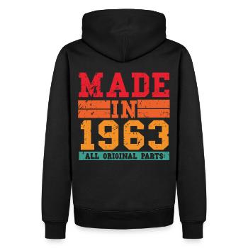 1963 Geburtstag Vintage Spruch - Männer Premium Bio Hoodie - Schwarz - Hinten - Nico (187cm)
