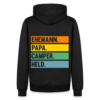 Papa Vater Wohnmobil Wohnwagen Caravan Camping Cam - Männer Premium Bio Hoodie - Schwarz - Hinten - Nico (187cm)