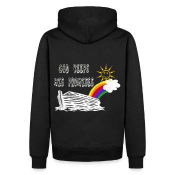 Dieu tient sa promesse, la Bible, l’arche de Noé - Sweat à capuche Premium bio Homme - noir - Dos - Nico (187cm)