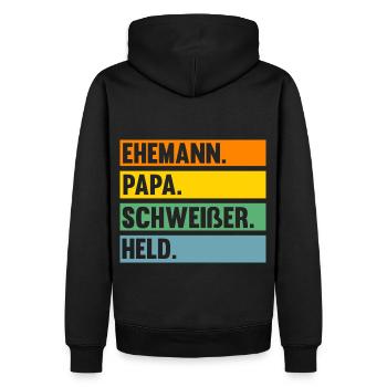 Schweißen Metallbau Metallbauer Papa Vater Schweiß - Männer Premium Bio Hoodie - Schwarz - Hinten - Nico (187cm)