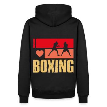 Ich liebe Boxen - Männer Premium Bio Hoodie - Schwarz - Hinten - Nico (187cm)