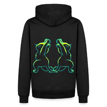 Yoga Vintage Retro 80er 90er Katze Katzen - Männer Premium Bio Hoodie - Schwarz - Hinten - Nico (187cm)