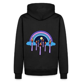 Candles Sky Beyond Rainbow Reincarnation - Men’s Premium Organic Hoodie - black - Back - Nico (187cm)