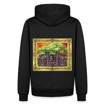 Moyen Âge, Château, Château, Forteresse, Chevalier, Roi, Roi - Sweat à capuche Premium bio Homme - noir - Dos - Nico (187cm)