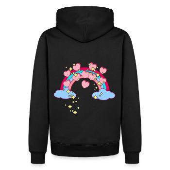 Magisch Regenbogen Sterne Herzen Glückwunsch - Männer Premium Bio Hoodie - Schwarz - Hinten - Nico (187cm)