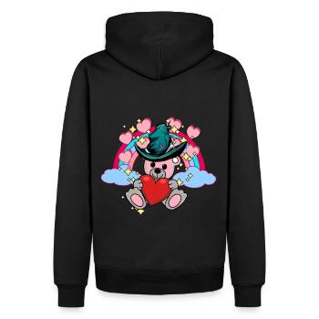 Fantasy Teddy Rainbow Kids Baby Hearts Cloud - Men’s Premium Organic Hoodie - black - Back - Nico (187cm)