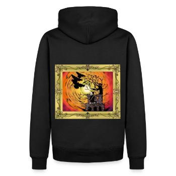 Moyen Age Château Sorcière Heure Halloween Horreur - Sweat à capuche Premium bio Homme - noir - Dos - Nico (187cm)