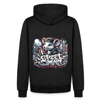 Ratte im Graffiti-Stil: Urban Street Vibes - Männer Premium Bio Hoodie - Schwarz - Hinten - Nico (187cm)
