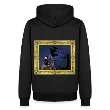 Horror Mittelalter Burg Festung Sensenmann Tod - Männer Premium Bio Hoodie - Schwarz - Hinten - Nico (187cm)