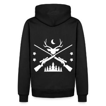 Hirschgeweih Wald - Männer Premium Bio Hoodie - Schwarz - Hinten - Nico (187cm)