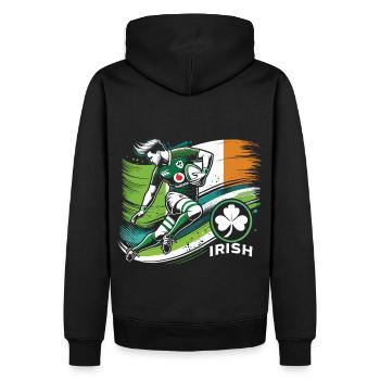 Maillot de Rugby Irlande - Sweat à capuche Premium bio Homme - noir - Dos - Nico (187cm)