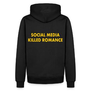 social media killed romance - Männer Premium Bio Hoodie - Schwarz - Hinten - Nico (187cm)