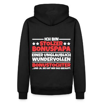 Bonustochter Bonuspapa Stiefvater - Männer Premium Bio Hoodie - Schwarz - Hinten - Nico (187cm)