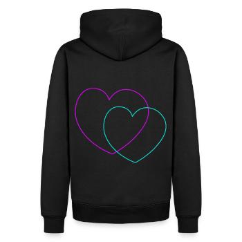 Herz Herzen Liebe Partner Partnerschaft Paar - Männer Premium Bio Hoodie - Schwarz - Hinten - Nico (187cm)