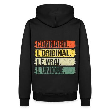Connard l' original le vrai humour cadeau vintage - Sweat à capuche Premium bio Homme - noir - Dos - Nico (187cm)