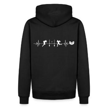 Rugby-Herzschlag Rugby-Geschenk - Männer Premium Bio Hoodie - Schwarz - Hinten - Nico (187cm)
