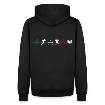 Rugby heartbeat France gift team - Men’s Premium Organic Hoodie - black - Back - Nico (187cm)