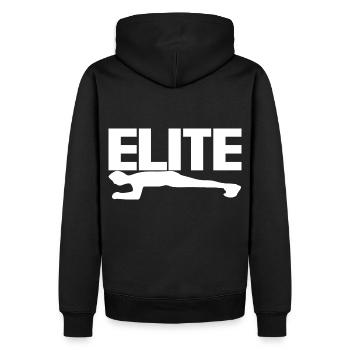 Elite Sports - Männer Premium Bio Hoodie - Schwarz - Hinten - Nico (187cm)