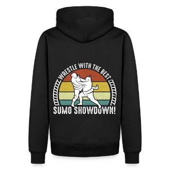 Ringen Sie mit dem besten Sumo-Showdown - Männer Premium Bio Hoodie - Schwarz - Hinten - Nico (187cm)