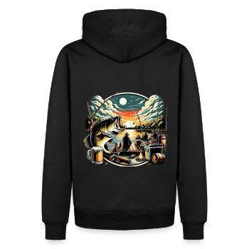 Barsch-Fisch - Männer Premium Bio Hoodie - Schwarz - Hinten - Nico (187cm)