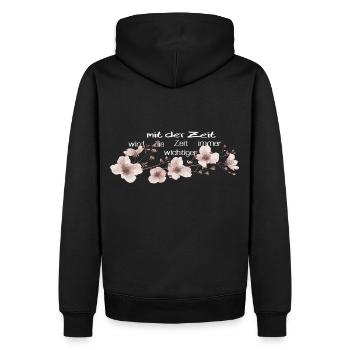 mit der zeit wird zeit immer wichtiger - Männer Premium Bio Hoodie - Schwarz - Hinten - Nico (187cm)
