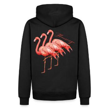 Flamingo flamants roses oiseaux d’eau - Sweat à capuche Premium bio Homme - noir - Dos - Nico (187cm)