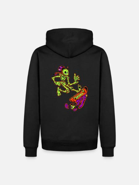 Skateboarding Skeleton Cartoon Design - Männer Premium Bio Hoodie - Schwarz