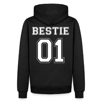 BESTIE 01 - WHITE EDITION - Men’s Premium Organic Hoodie - black - Back - Nico (187cm)