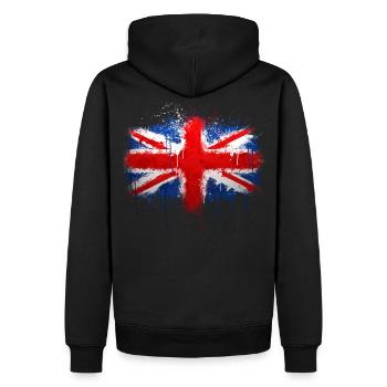 Union Jack Graffiti - Männer Premium Bio Hoodie - Schwarz - Hinten - Nico (187cm)