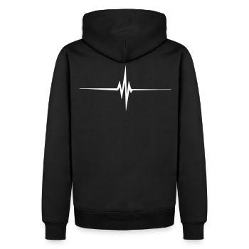 Herzschlag - Beat - Männer Premium Bio Hoodie - Schwarz - Hinten - Nico (187cm)
