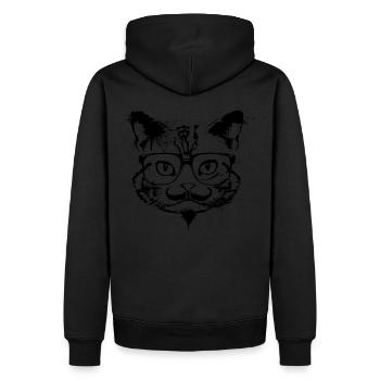 Hipster chat - Sweat à capuche Premium bio Homme - noir - Dos - Nico (187cm)