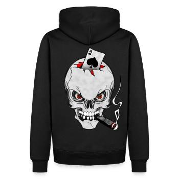 skull poker - Sweat à capuche Premium bio Homme - noir - Dos - Nico (187cm)